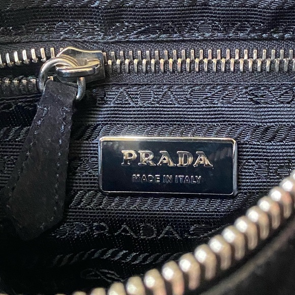 AUTHENTIC PRADA BLACK SUEDE SCAMOSCIATO SHOULDER BAG - Picture 11 of 14
